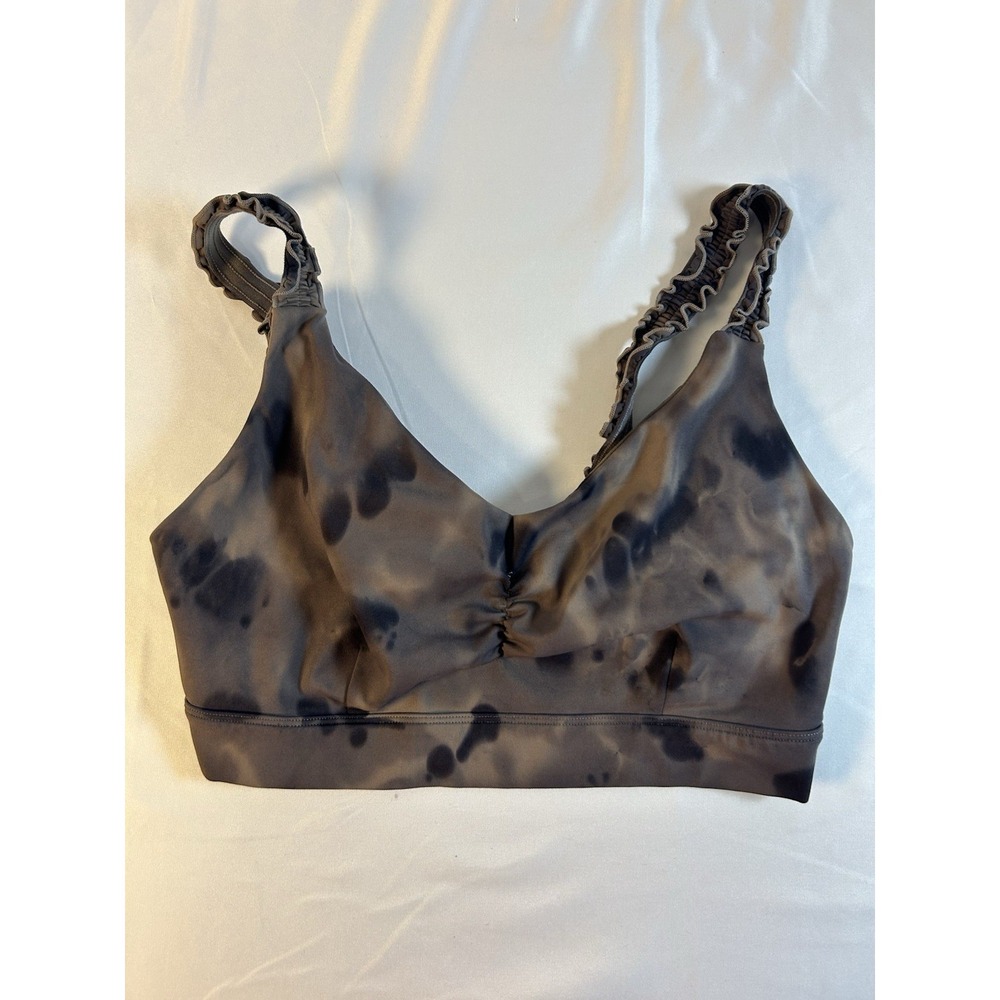 Joy Lab Brown Black Tie Dye Scrunch Sports Bra Athleisure Size Medium